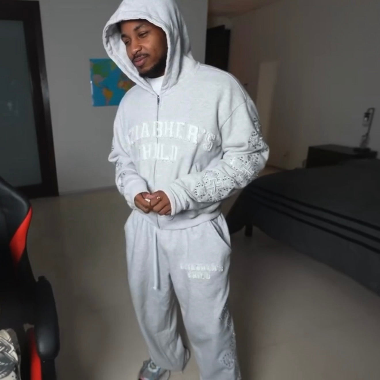 EGZIABHER’S CHILD Grey Rhinestone Sweatsuit Bundle