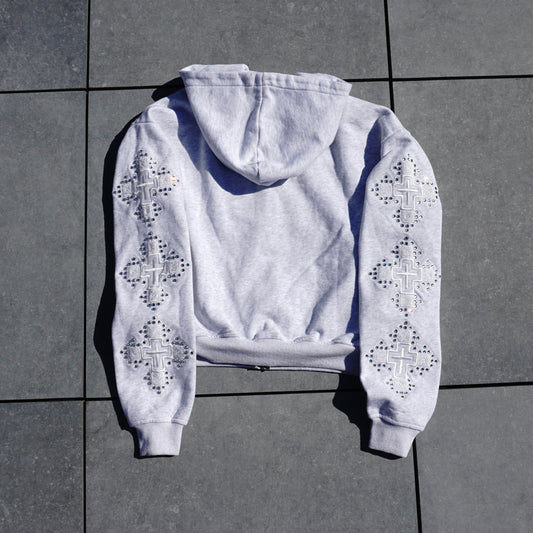 EGZIABHER’S CHILD RHINESTONE Zip-Up Grey (Pre-Order)