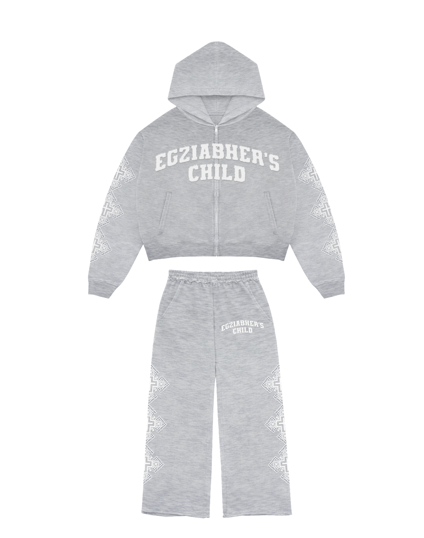 EGZIABHER’S CHILD Grey Rhinestone Sweatsuit Bundle