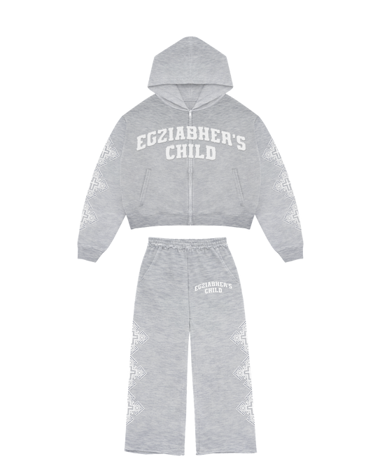 EGZIABHER’S CHILD Grey Rhinestone Sweatsuit Bundle