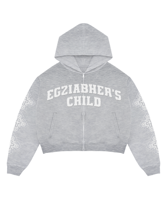EGZIABHER’S CHILD (GOD'S CHILD) Grey Rhinestone Hoodie