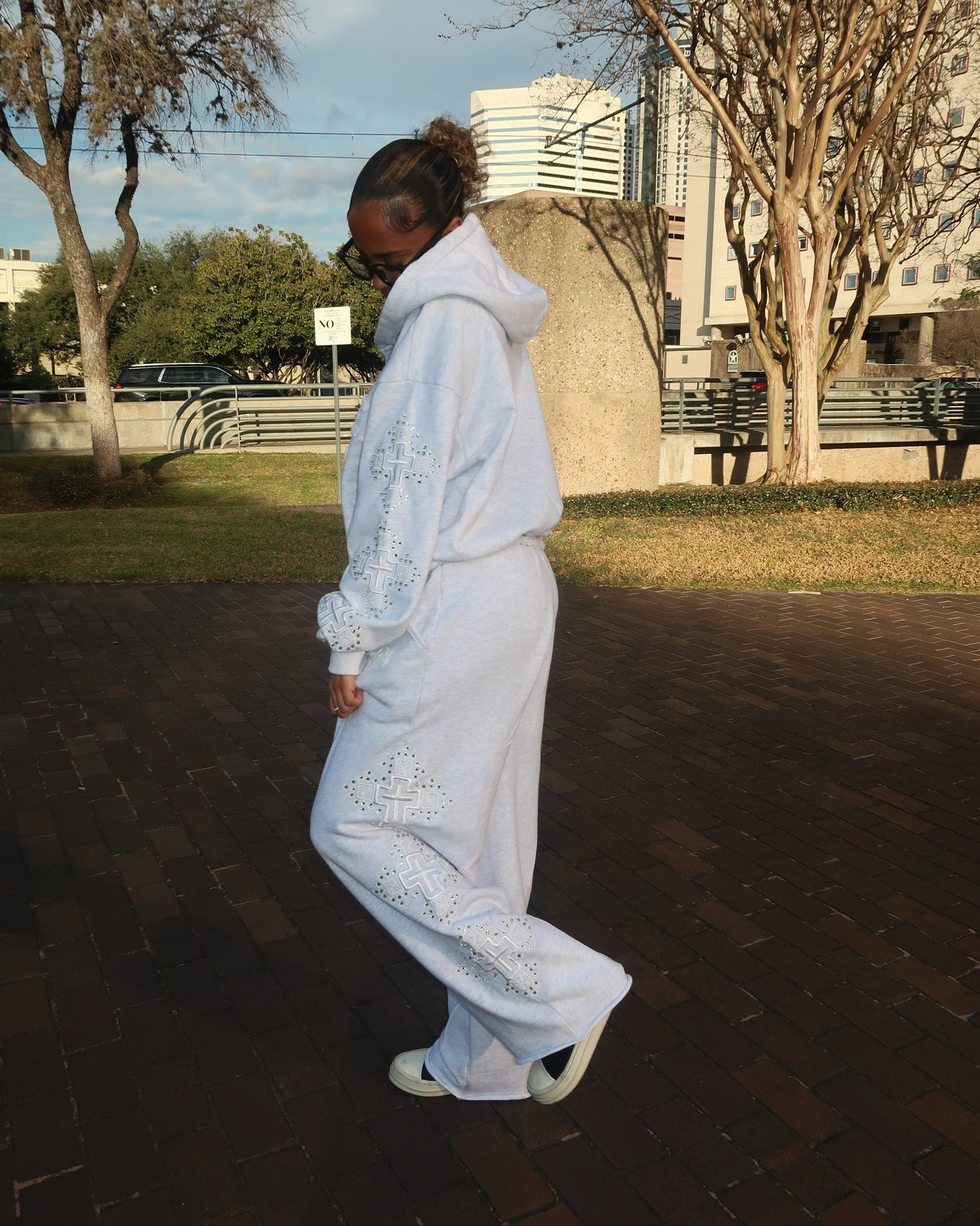 EGZIABHER’S CHILD Grey Rhinestone Sweatsuit Bundle